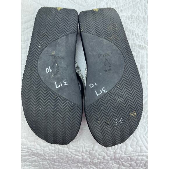 Volatile Women Black Rhinestone Wedge Vacation Beach Pool Summer Sandals Size 10 - Picture 8 of 11